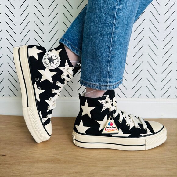 ⭐Converse Chuck Taylor All Star Lift Platform Hi Large Stars 7.5 Shoes A09903C⭐